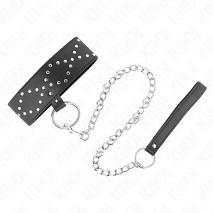 Kink – Collier 65 cm avec laisse avec clous argentés modèle 3 réglable 36-43 cm x 5 cm