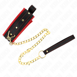 Kink – Collier avec laisse en tissu uni ajustable 33-48 cm x 5,7 cm