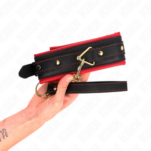 Kink – Collier avec laisse en tissu uni ajustable 33-48 cm x 5,7 cm