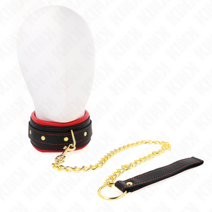 Kink – Collier avec laisse en tissu uni ajustable 33-48 cm x 5,7 cm
