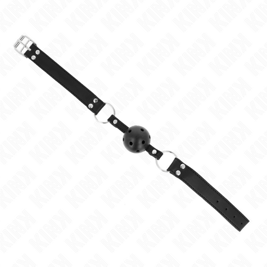 KINK - MORDAZA DE BOLA 4 CM TRANSPIRABLE CON DOBLE REMACHE MODELO 1 NEGRO 62 x 2.5 CM ADJUSTABLE 42-58 CM