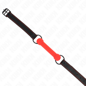 Kink – Gag en os avec sangle en cuirette rouge ajustable 41-57 cm