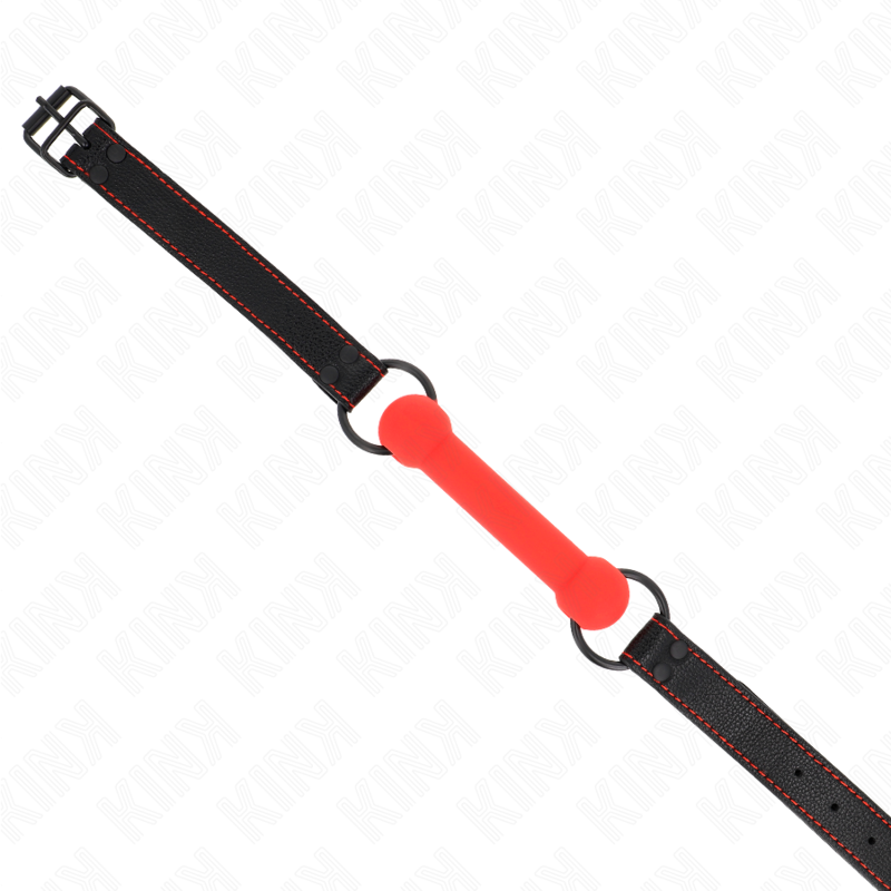 KINK - MORDAZA FORMA DE HUESO CON CORREA POLIPIEL ROJO ADJUSTABLE 41-57 CM
