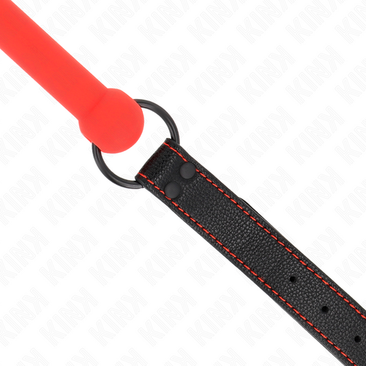 KINK - MORDAZA FORMA DE HUESO CON CORREA POLIPIEL ROJO ADJUSTABLE 41-57 CM