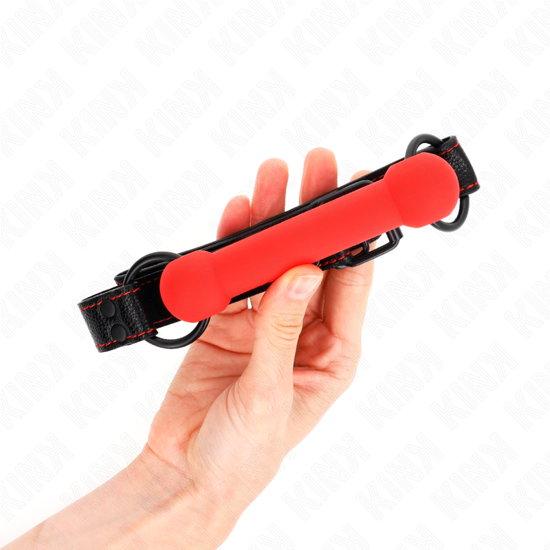 KINK - MORDAZA FORMA DE HUESO CON CORREA POLIPIEL ROJO ADJUSTABLE 41-57 CM