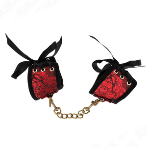 Kink – Attache-poignets scandal détails dentelle rouge-noir 24,5 cm x 6,5 cm