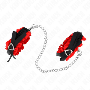 Kink – Attentes-poignets élastiques en dentelle détails coeur rouge réglables 22-35 cm