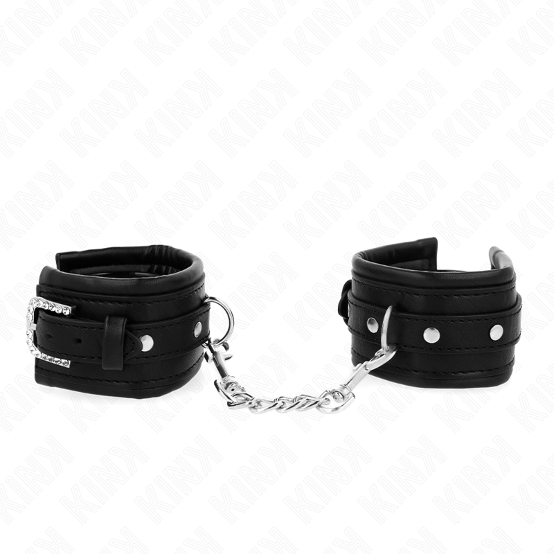 Kink – Appareils-poignets à boucle strass noir ajustable 25-32 cm x 5,5 cm