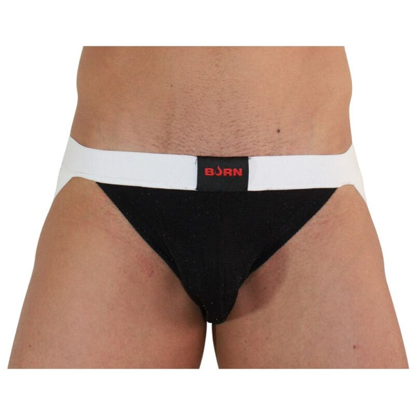 Burn – 004 jock noir brillant / blanc