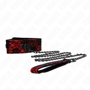 Kink – Collier dentelle avec ceinture avec ceinture en cuir vrai 105 cm / 44 x 5,5 cm
