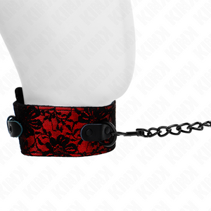 Kink – Collier dentelle avec ceinture avec ceinture en cuir vrai 105 cm / 44 x 5,5 cm
