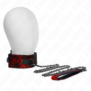 Kink – Collier dentelle avec ceinture avec ceinture en cuir vrai 105 cm / 44 x 5,5 cm