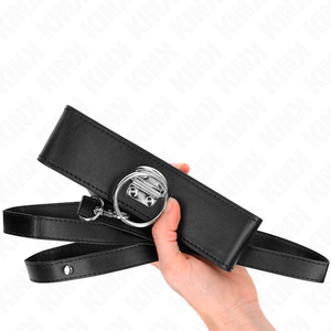 Kink – Laisse cloutée 116 cm collier avec sangle en cuir 50 x 5 cm