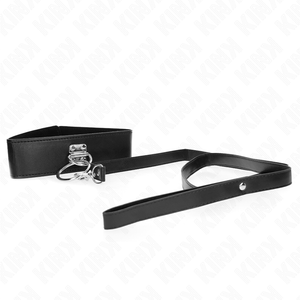 Kink – Laisse cloutée 116 cm collier avec sangle en cuir 50 x 5 cm