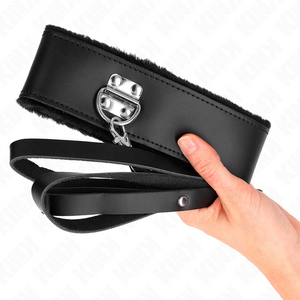 Kink – Collier avec ceinture 116 cm avec bracelet en cuir noir ajustable 40-48 cm x 6 cm