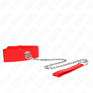 Kink – Collier avec ceinture 65 cm avec large bracelet rouge ajustable 33,5-41 cm x 5 cm