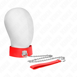 Kink – Collier avec ceinture 65 cm avec large bracelet rouge ajustable 33,5-41 cm x 5 cm
