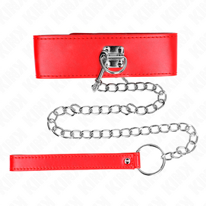 Kink – Collier avec ceinture 65 cm avec large bracelet rouge ajustable 33,5-41 cm x 5 cm
