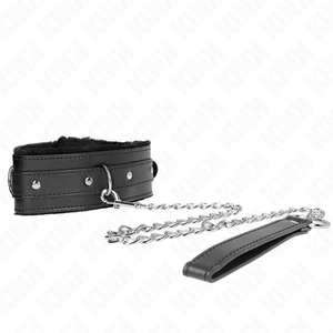 Kink – Collier avec laisse 65 cm avec restrictions noir 36-42 cm x 5,5 cm