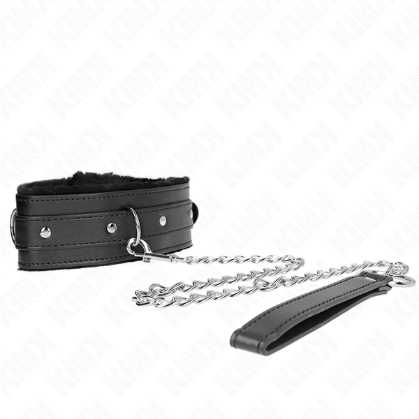 Kink – Collier avec laisse 65 cm avec restrictions noir 36-42 cm x 5,5 cm