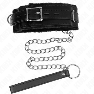 Kink – Collier avec laisse 65 cm avec restrictions noir 36-42 cm x 5,5 cm