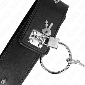Kink – Collier 65 cm avec laisse avec clous argentés modèle 2 réglable 36-43 cm x 5 cm