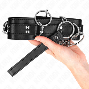 Kink – Collier esclavage 3 anneaux avec sangle 80 cm 53 x 5 cm