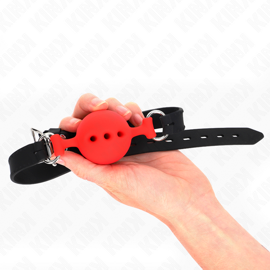 KINK - MORDAZA 55 x 2 CM DE BOLA 4.5 CM DE SILICONA COMPLETA TALLA M ROJO ADJUSTABLE 35-51 CM