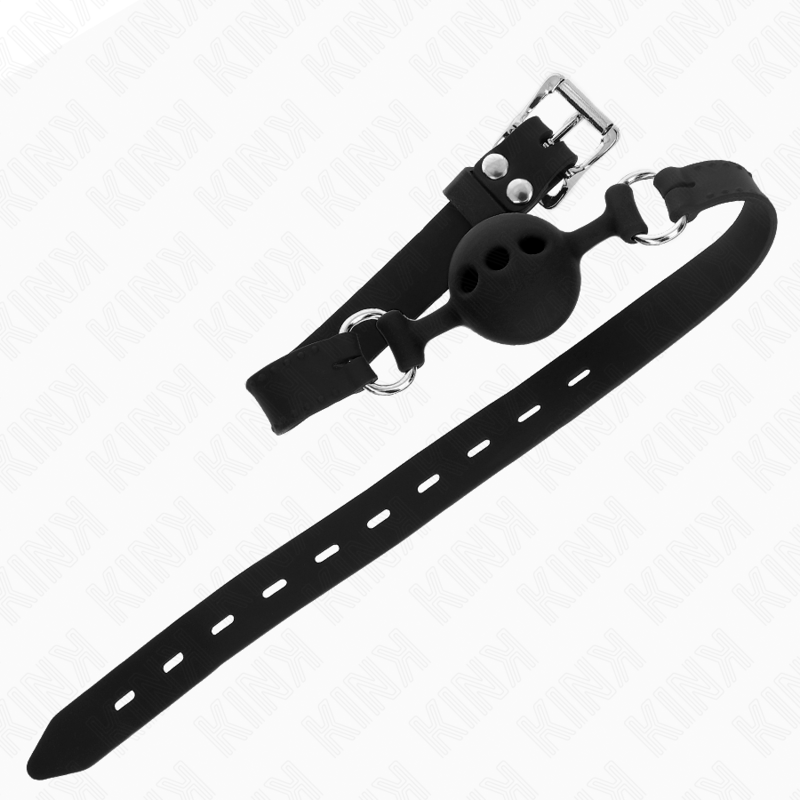 KINK - MORDAZA 55 x 2 CM DE BOLA 4 CM DE SILICONA COMPLETA TALLA S NEGRO ADJUSTABLE 35-51 CM