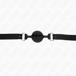 Kink – Bâillon entièrement silicone 55 x 2 cm avec boule de 4 cm taille S noir ajustable 35-51 cm