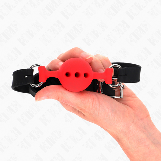 KINK - MORDAZA 55 x 2 CM DE BOLA 4 CM DE SILICONA COMPLETA TALLA S ROJO ADJUSTABLE 35-51 CM