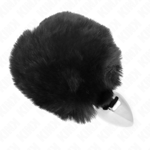 Kink – Bouchon en acier inoxydable 7 x 3 cm avec queue de lapin en fausse fourrure noire 8 cm