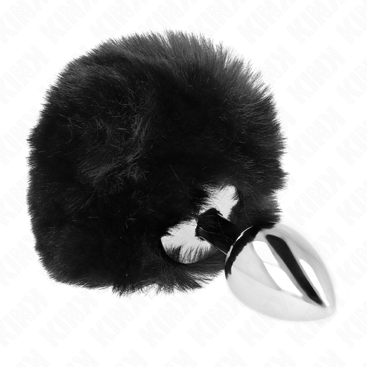 KINK - PLUG 7 x 3 CM DE ACERO INOXIDABLE CON COLA DE CONEJO PEL SINTÉTICA 8 CM NEGRO