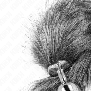 Kink – Plug anal taille M 8 x 3,5 cm avec queue synthétique 40 cm gris
