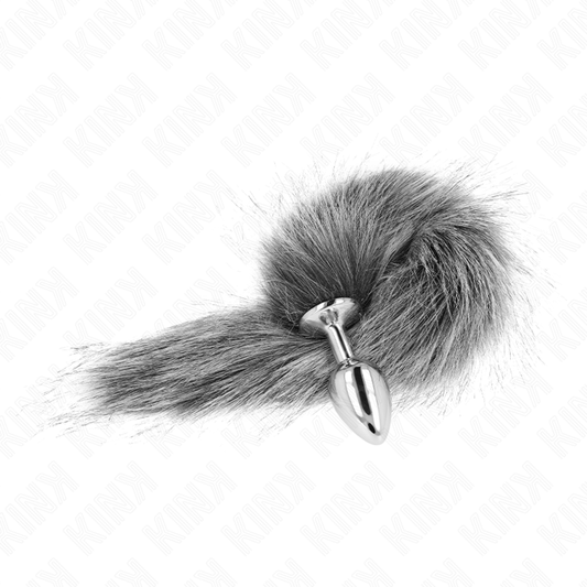 KINK - ANAL PLUG TALLA S 7 X 3 CM WITH COLA SINTÉTICA 40 CM PLATEADO