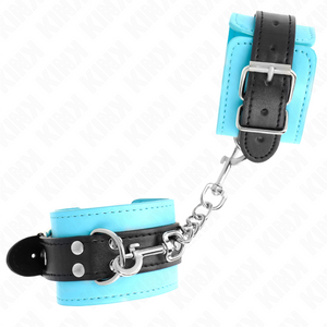 Kink – Appareils-poignets à crochet doublés de fourrure bleu ajustables 20-28 cm x 5,5 cm