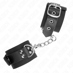 Kink – Appui-poignets en nylon noir avec ceinture en cuir noir ajustable 19-29 cm x 5,1 cm