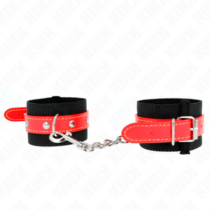 Kink – Appui-poignets en nylon noir avec cuir rouge ajustable 19-24 cm x 5,5 cm
