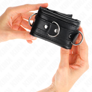 Kink – Appui-poignets lourds doublés de fourrure noire réglables 20-30 cm x 6 cm