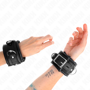 Kink – Appui-poignets lourds doublés de fourrure noire réglables 20-30 cm x 6 cm