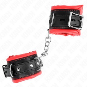 Kink – Appui-poignets lourds doublés de fourrure rouge ajustables 20-30 cm x 6 cm