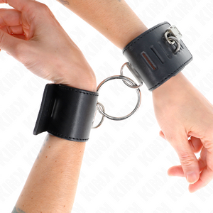Kink – Appui-poignets fixes avec anneau et fermeture par cadenas noir réglable 16-23 cm X 5,5 cm