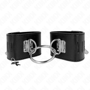 Kink – Appui-poignets fixes avec anneau et fermeture par cadenas noir réglable 16-23 cm X 5,5 cm