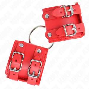 Kink – Appui-poignets fixes avec anneau et clous réglables rouge 17-22 cm x 6,5 cm
