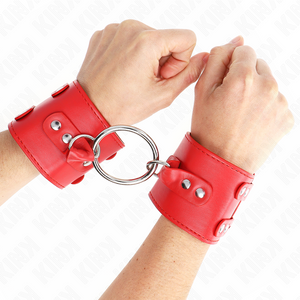 Kink – Appui-poignets fixes avec anneau et clous réglables rouge 17-22 cm x 6,5 cm