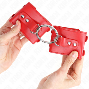 Kink – Appui-poignets fixes avec anneau et clous réglables rouge 17-22 cm x 6,5 cm