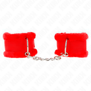 Kink – Appui-poignets doublés de fourrure rouge ajustable 17-31 cm x 7 cm