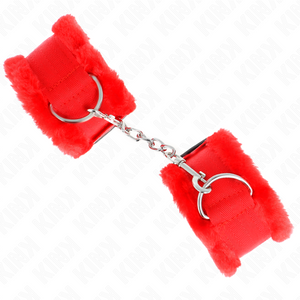Kink – Appui-poignets doublés de fourrure rouge ajustable 17-31 cm x 7 cm