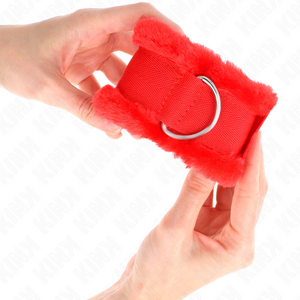 Kink – Appui-poignets doublés de fourrure rouge ajustable 17-31 cm x 7 cm