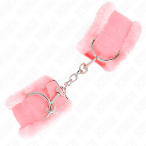 Kink – Appui-poignets doublés de fourrure rose réglable 17-31 cm x 7 cm
